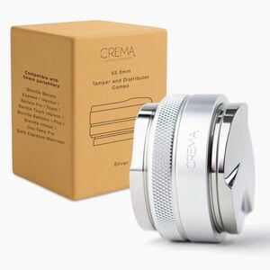 CREMA Coffee Products 54mm Hand Tamper & Coffee Distributor Size 53.3mm Silver